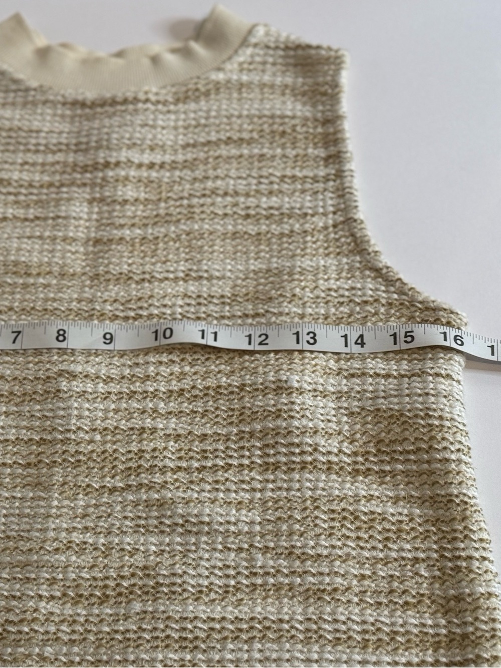 MNG Cream Textured Knit Tank Top Women's M Minimalist Modern Capsule Layering - Picture 3 of 8